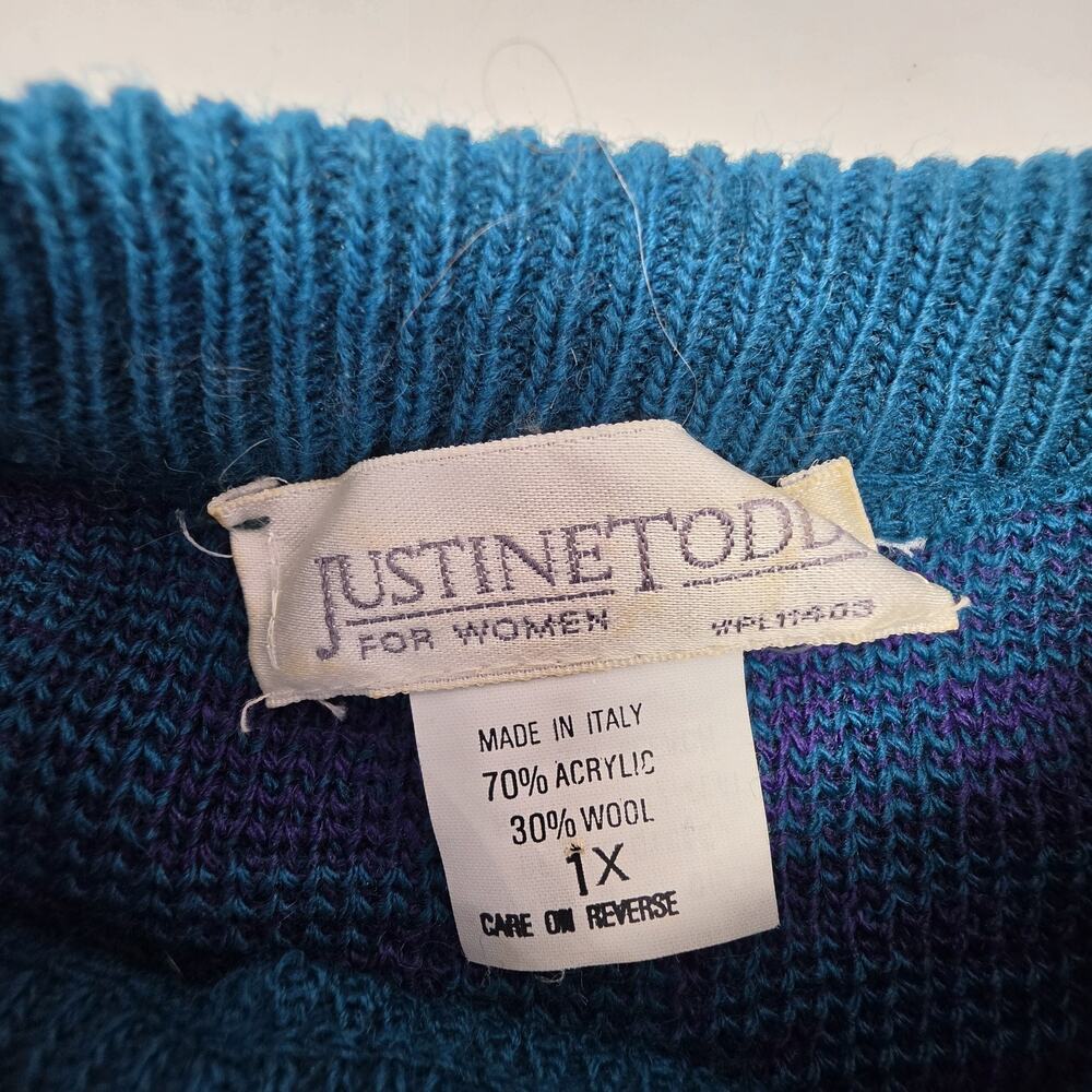 80s/90s Vintage Justine Todd Vintage Multicolor Pullover Sweater Plus Size 1X - Picture 8 of 8